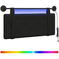 vidaXL Hangend hoofdbord Met LED-verlichting Zwart Kunstleer
