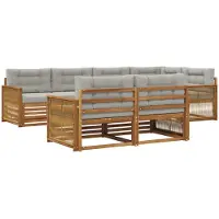 vidaXL Buiten bank set 7 st Naturel en lichtgrijs