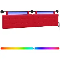 vidaXL Hangend hoofdbord Met LED-verlichting Rood Kunstleer
