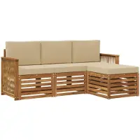vidaXL Buiten bank set 4 st Natuurlijk en Beige
