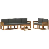 vidaXL Buiten bank set 7 st Natuurlijk en Antraciet Polyester