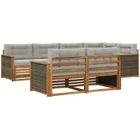 vidaXL Buiten bank set 7 st Naturel en lichtgrijs
