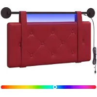 vidaXL Hangend hoofdbord Met LED-verlichting Wijnrood Kunstleer