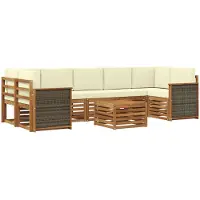vidaXL Buiten bank set 8 st Natuurlijk en Crème Massief Acacia Hout