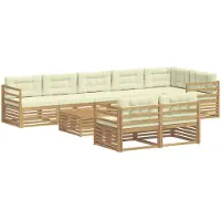 vidaXL Tuinset met 9 zitplaatsen, wit en crème