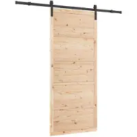 vidaXL Schuifdeur Naturel 80 x 208 cm Massief grenenhout