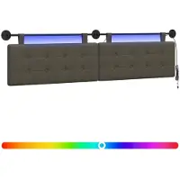 vidaXL Hangend hoofdbord Met LED-verlichting Grijs Kunstleer