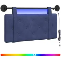 vidaXL Hangend hoofdbord Met LED-verlichting Politieblauw Fluweel