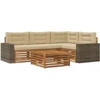vidaXL Buiten bank set 5 st Natuurlijk en Beige Polyester