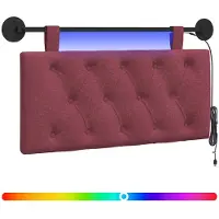vidaXL Hangend hoofdbord Met LED-verlichting Wijnrood Stof