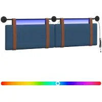 vidaXL Hangend hoofdbord Met LED-verlichting Blauw Antiek PU