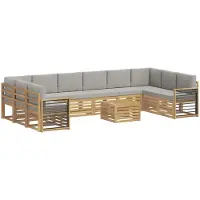 vidaXL Buiten bank set 11 st Wit en Lichtgrijs Polyester