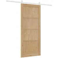 vidaXL Schuifdeur Natuurlijk en Wit 86 x 198,5 cm Massief grenenhout
