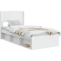 vidaXL Bedframe met opbergruimte en hoofdbord Wit 75 x 190 cm
