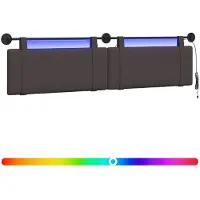 vidaXL Hangend hoofdbord Donkerbruin Stof