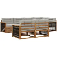 vidaXL Buiten bank set 7 st Naturel en lichtgrijs