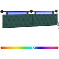 vidaXL Hangend hoofdbord Met LED-verlichting Donkergroen Stof