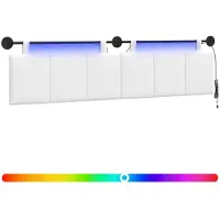 vidaXL Hangend hoofdbord Met LED-verlichting Wit Stof
