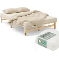 Homestyle4u Twijfelaarbedden - 120x200 cm - met Matras - Massief Houten Bed - Natuur