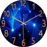 OEM Stille, batterijgevoede wandklok, 30 cm, blauw, met quartz uurwerk, grote radiografische wandklok, gemakkelijk leesbaar voor slaapkamer, woonkamer, keuken, kantoor, school