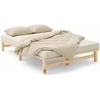 Homestyle4u Houten bed 120x200 met lattenbodem, tweepersoonsbed, houten bed in natuurlijke kleur, massief hout, palletbed, bedframe, houten bedframe