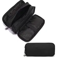 OEM Etui met grote capaciteit, stijlvolle etui met 3 compartimenten, pennenhouder, organizer voor kantoorbenodigdheden voor dames en heren, zwart
