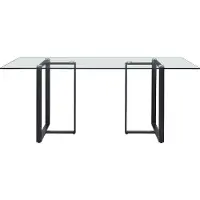 Vente-unique Eettafel 6 personen in gehard glas en roestvrij staal - Transparant en zwart - NILESA
