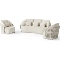 Suns Vivaro stoel bank loungeset 3 delig | Camel sand | clouded rope | Pebble desert Bouclé