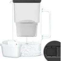 OEM Glazen waterkan met waterfilter - Waterzuivering - Verwijdert calcium en chloor - Losse verpakking - Zwart - 3 liter