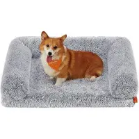 OEM Groot hondenbed van gelakt hout, geschikt voor middelgrote honden, met een gevlochten schoenenrek. Wasbare hoes. Afmetingen: 91 x 68 x 23 cm