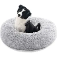 Topmast Fluffy Donut - Dierenmand - Donut Hondenmand - Grijs - 60 cm