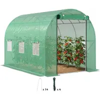 Outsunny -Kunststoff, Stahl-Grün-300L x 200B x 195H cm-Folientunnel