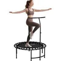 SPORTNOW Fitness Trampoline Staal, Kunststof Ø102 x 116-132H cm Zwart