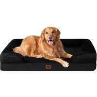 OEM Orthopedisch hondenbed voor grote honden, 112 x 81 x 15 cm, luxe hondenkussen XL, wasbaar hondenbankje, waterbestendig, antislip, hondenbank met hoge rand, zwart
