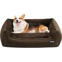 OEM Hondenbed, hondenbank, hondenmand, hondenmatras. Afneembaar en wasbaar, bruin, 90 x 75 x 25 cm