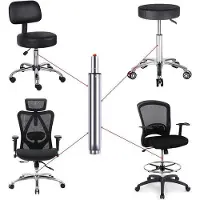 Markenlos Hydraulische pneumatische cilinder voor bureaustoelen, 35-55 cm, geschikt voor intensief gebruik tot 200 kg