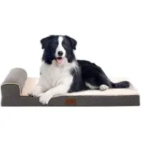 OEM Orthopedisch hondenbed voor grote honden - 91,5 x 56 x 15,5 cm, groot hondenligkussen, middelgroot hondenbed, zachte hondenmatras, met afwasbare hoes, voor honden, grijs