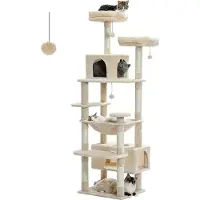 OEM Grote kattenkrabpaal, 184 cm, met sisalbekleding en kussens - Beige