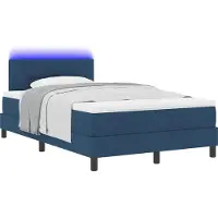 vidaXL Boxspring bed met kussen met hoofdeinde Blauw 120 x 200 cm Stof