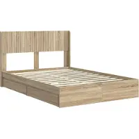 vidaXL Bedframe met opbergruimte en hoofdbord Sonoma Eiken