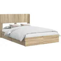 vidaXL Bedframe met opbergruimte en hoofdbord Sonoma Eiken