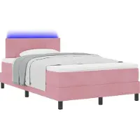 vidaXL LED Box Spring Bed met hoofdeinde Roze 120 x 190 cm Fluweel