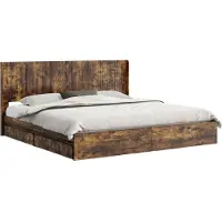 vidaXL Bedframe met opbergruimte en hoofdbord Gerookt eiken