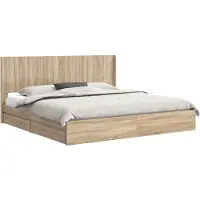 vidaXL Bedframe met opbergruimte en hoofdbord Sonoma Eiken