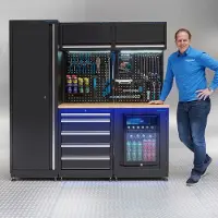 Datona Werkplaatsinrichting PREMIUM eiken - met koelkast - 196 cm