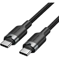 Vention USB 2.0 Type-C Kabel 1M – 3A Snelladen 60W Nylon Gevlochten Zwart