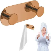 Laveo Miri - Dubbele Handdoekhouder - Zelfklevend - Wandmontage - Roze Goud