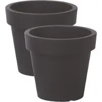 Prosperplast Bloempot Basic - 4x stuks - kunststof - antraciet - D16 x H15 cm - buiten/tuin