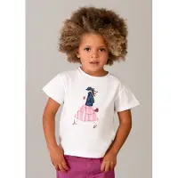 Mayoral - Meisjes t-shirt - Maat 104 - Meisjes - wit -