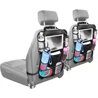 IMoshion Autostoel Organizer voor Kinderen – 9 vakken – Inclusief Tablethouder – Set van twee – Zwart